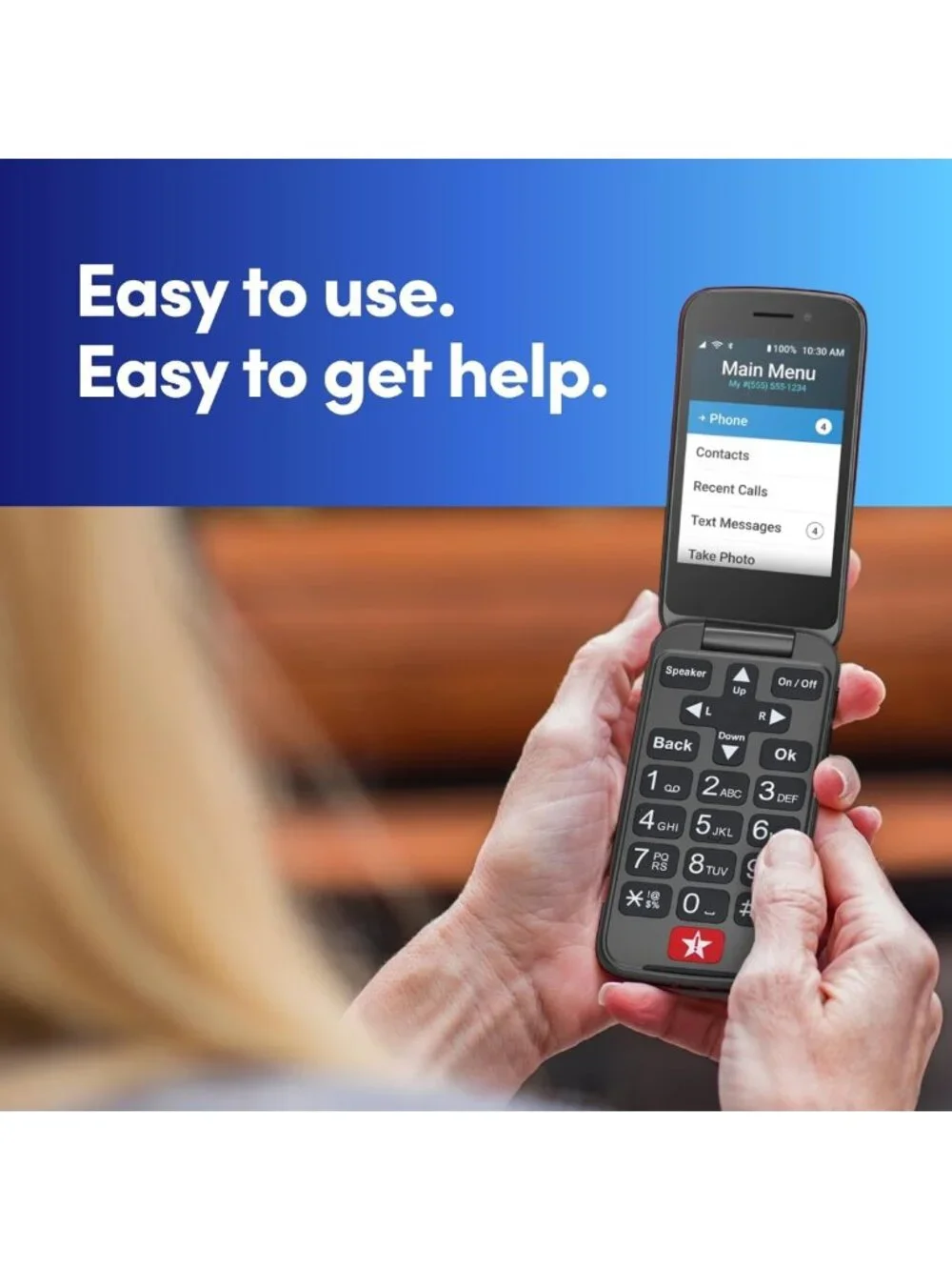 Simple Red Flip Phone for Seniors | Easy-to-Use, No SIM Needed, Activated Plan